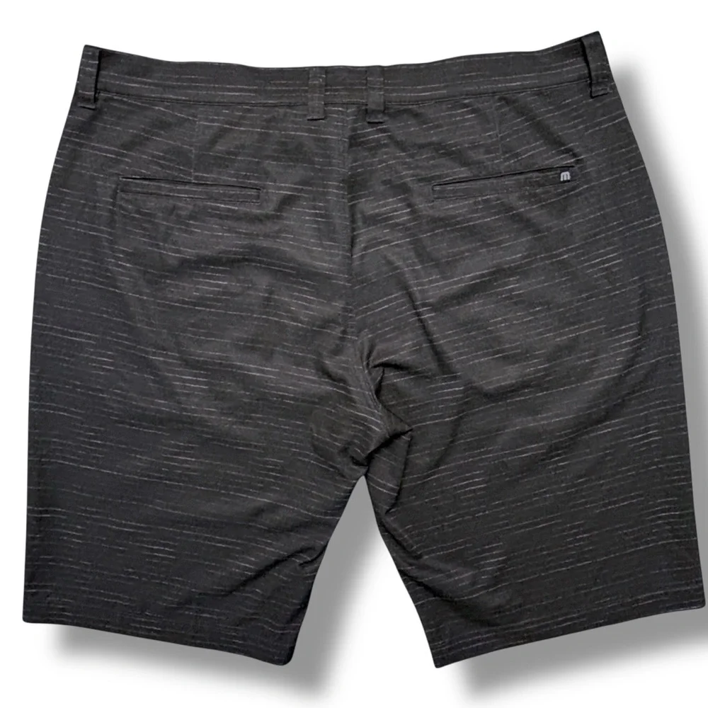 Travis Mathew Beck Performance Golf Shorts Heathered Blue Black Stretch 38